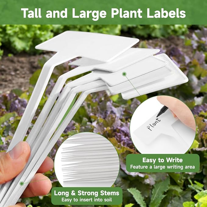 KINGLAKE Outdoor Large Plant Labels with PET Films - 50 Pcs Waterproof Tall Plastic Plant Tags Nursery Garden Labels 11.8" Plants Markers Name Tags for Outdoor Garden Vegetable with Permanent Pen