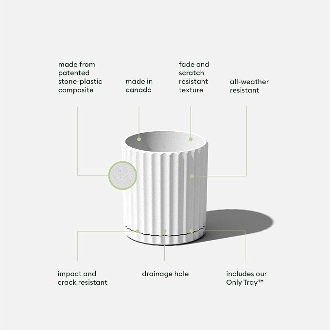 Veradek Demi Series Demi 6" Planter w/Tray - White, 2 Pack