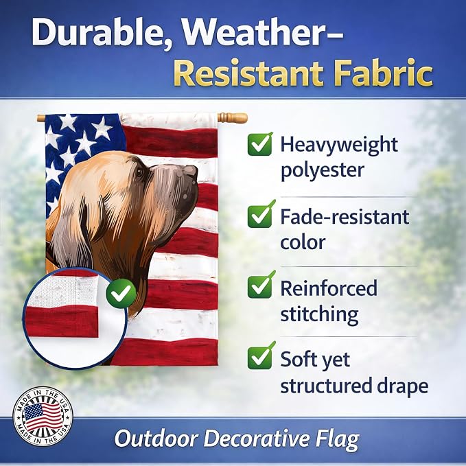 Caroline's Treasures CK6522CHF Fila Brasileiro Dog American Flag House Flag Large Porch Sleeve Pole Decorative Outside Yard Banner Artwork Wall Hanging, Polyester, House Size, Multicolor