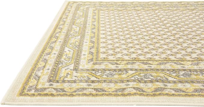 Unique Loom Williamsburg Collection Traditional Border with Dotted Center Area Rug, Rectangular 4' 0" x 6' 0", Beige/Yellow