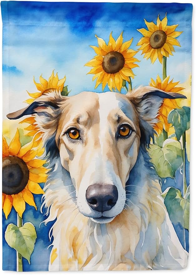Caroline's Treasures DAC6035GF Borzoi in Sunflowers Garden Flag Mailbox Flag Decorative Yard Flag Banner Outside Patio Artwork Yard Flower Beds, Garden Size, Multicolor