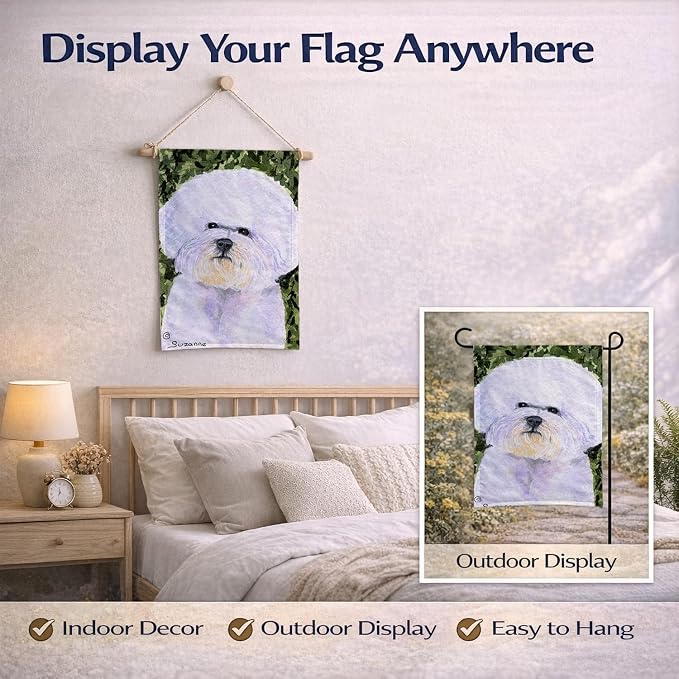 Caroline's Treasures SS8829GF Bichon Frise Garden Flag Mailbox Flag Decorative Yard Flag Banner Outside Patio Artwork Yard Flower Beds, Garden Size, Multicolor