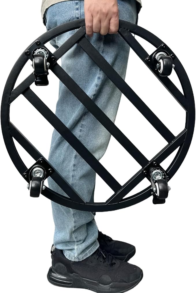 20" Round Plant Stand with Wheels Heavy Duty,Large Metal Plant Caddy Indoor Outdoor Use,Rolling Plant Dolly with Industrial Casters,Rust-Proof Black Plant Tray for Large Planters Pots,1-Pack