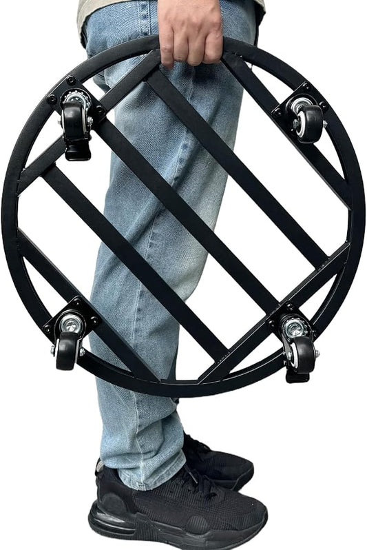 20" Round Plant Stand with Wheels Heavy Duty,Large Metal Plant Caddy Indoor Outdoor Use,Rolling Plant Dolly with Industrial Casters,Rust-Proof Black Plant Tray for Large Planters Pots,1-Pack