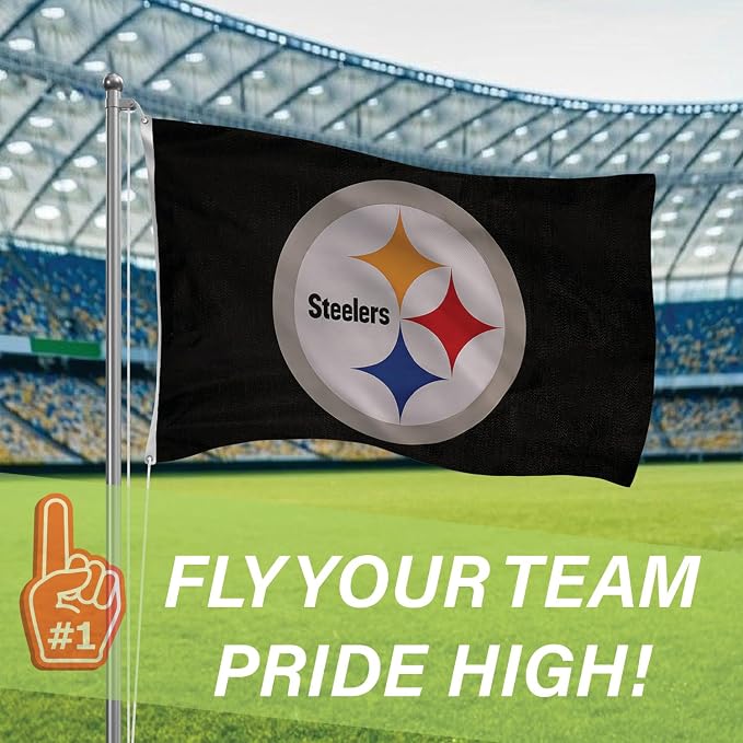 Team Sports America NFL Pittsburgh Steelers 3 x 5 Outdoor Durable Flag with Grommets | Heavy Duty Flag & Banner for Outdoor Garden Patio | Indoor Wall Decor | Works with Flag Poles for House