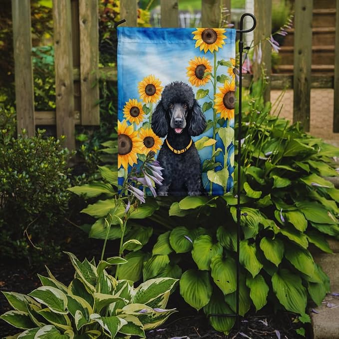 Caroline's Treasures DAC6138GF Black Poodle in Sunflowers Garden Flag Mailbox Flag Decorative Yard Flag Banner Outside Patio Artwork Yard Flower Beds, Garden Size, Multicolor