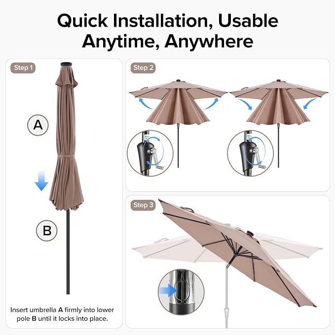 NEWBULIG 10FT Patio Umbrella, Offset Cantilever Outdoor Patio Table Umbrella, UV Protection, Fade Resistant Fabric, Easy Tilt Adjustment for Pool, Deck, Garden, Backyard, Red