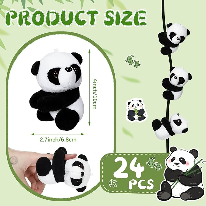 Foilswirl 24 Pcs Panda Party Favors 4 Inch Finger Panda Plush Clips Curtain Holder Stand Note Clip Stand Photo Holder Cute Panda-s Doll Finger Toy for Home Decoration Plant Pots Bonsai Craft