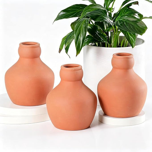 Plant Watering Devices 3 Pack Terracotta Vacation Plant Waterer Plant Self-Watering Stakes Terracotta Auto-Water Irrigation System Self Watering Devices for Indoor Outdoor Plants