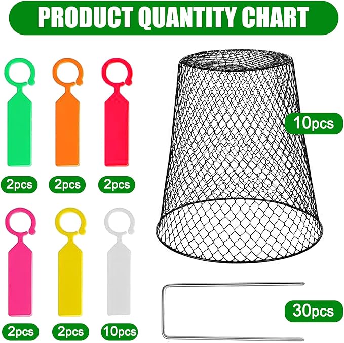 Chicken Wire Cloche Plant Covers - 20 Pack Garden Plant Cloche Metal Heavy Duty Plant Protectors from Animals for Keeping Bunnies Chicken Squirrels Birds Other Out (Black)