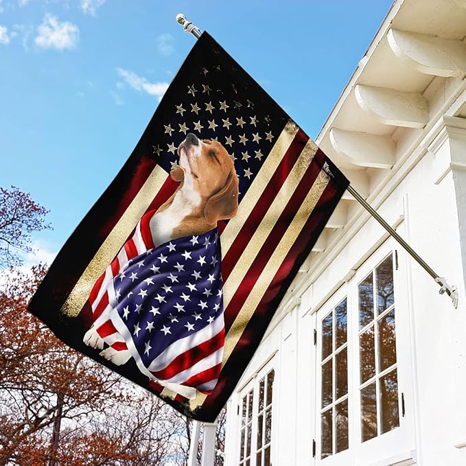 FLAGWIX Beagle Flag - Outdoor Beagle Decorations, 29.5" x 39.5" House Flag For Porch, Patio, Wall Decor, Heavy-duty Canvas American with Beagle Garden Home Décor Double Sided