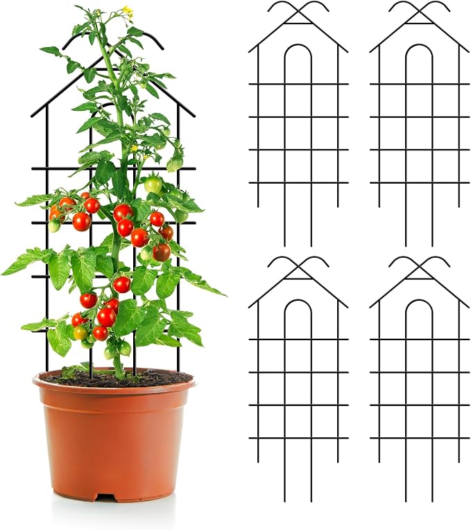 ARIFARO 40" Metal Garden Trellis for Climbing Plants, 4 Pack Large Plant Trellis for Potted Plants, Indoor Outdoor Black Garden Trellis for Vines, Cucumbers, Flowers, 16.5" Wide
