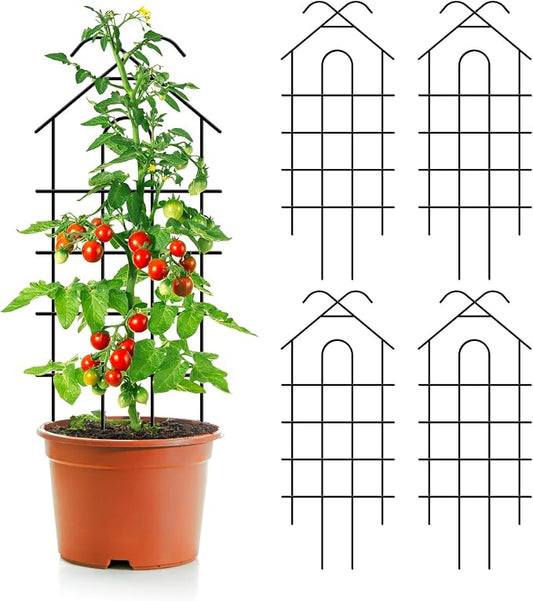 ARIFARO 40" Metal Garden Trellis for Climbing Plants, 4 Pack Large Plant Trellis for Potted Plants, Indoor Outdoor Black Garden Trellis for Vines, Cucumbers, Flowers, 16.5" Wide