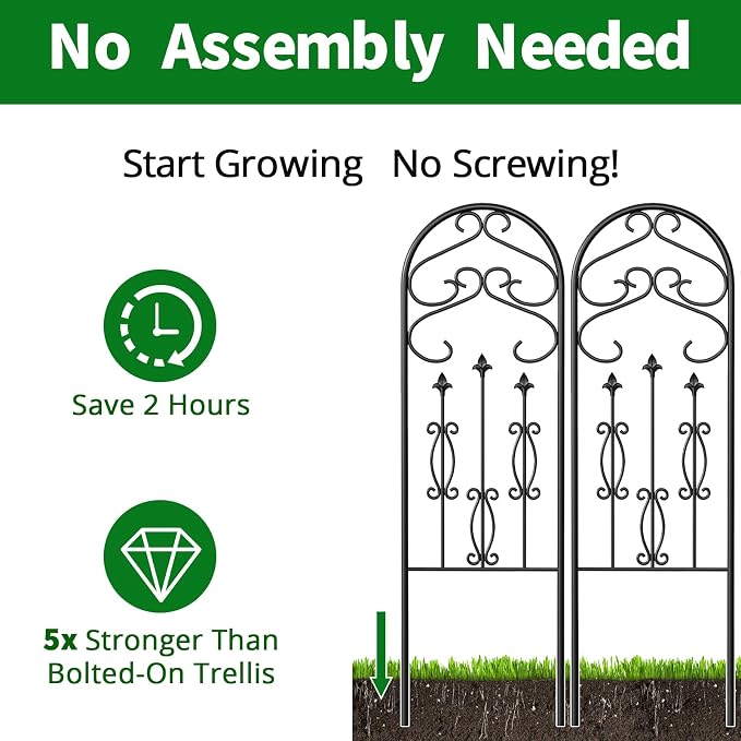 AMAGABELI GARDEN & HOME 4 Pack Large Garden Trellis for Climbing Plants Outdoor 60” x 18” Iron Plant Trellis for Potted Plant Support Tall Wall Metal Trellis Rose Vine Cucumber Bronze