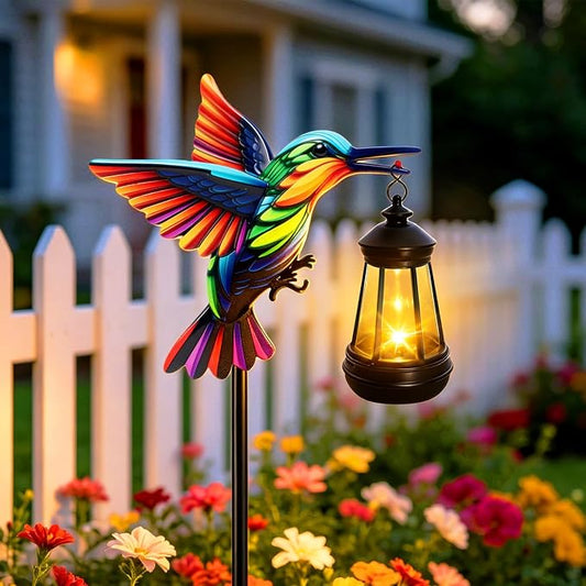 Hummingbird Solar Garden Lights Outdoor Waterproof, Gifts for Women Mom Grandma Daughter, Stake Lights with Solar Lantern, Hanging Solar Lights, Solar Path Lights Yard Art Outside Patio Garden Decor
