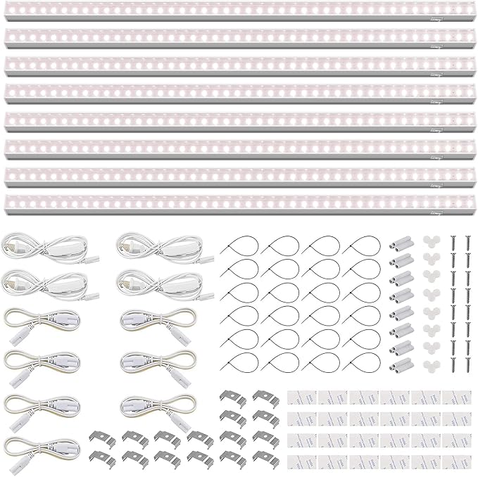 Barrina T5 Grow Lights, Full Spectrum, 4ft 160W (8 x 20W, 1000W Equivalent), LED Grow Light Bulbs, Plant Lights for Indoor Plants, Greenhouse, Plug and Play, Pinkish White, 8-Pack