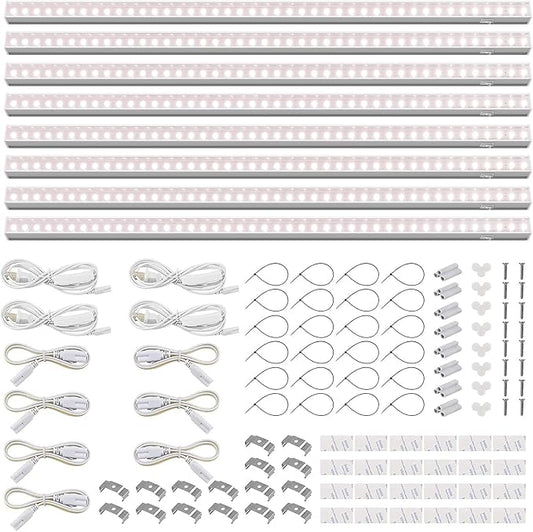 Barrina T5 Grow Lights, Full Spectrum, 4ft 160W (8 x 20W, 1000W Equivalent), LED Grow Light Bulbs, Plant Lights for Indoor Plants, Greenhouse, Plug and Play, Pinkish White, 8-Pack