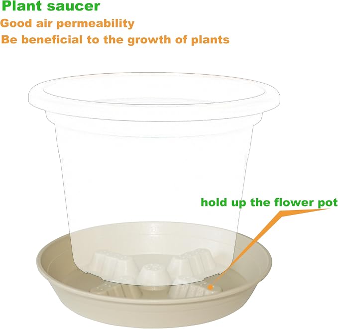 4 Pack Plant Saucer 10 inch, 8 12 14 17 inch, Plant Stand Plastic Plant Saucers for Indoors Outdoor, Heavy Duty Flower Plant Risers for Inside Pots, Pot Saucers for Plants, Grow Bags Saucers