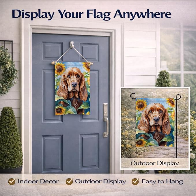 Caroline's Treasures DAC6059GF Cocker Spaniel in Sunflowers Garden Flag Mailbox Flag Decorative Yard Flag Banner Outside Patio Artwork Yard Flower Beds, Garden Size, Multicolor
