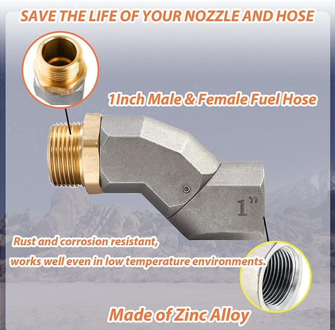 (1" NPT, 1PCS) Fuel Hose Swivel 360 Rotating Connector for Fuel Transfer Pump Fuel Nozzle Multi Plane Fuel Plane Swivel