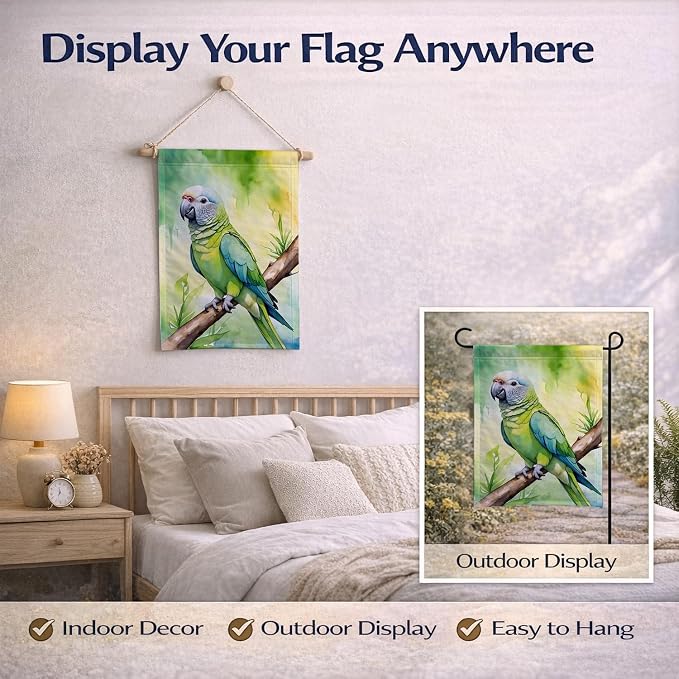 Caroline's Treasures Monk Parakeet Garden Flag Mailbox Flag Decorative Yard Flag Banner Outside Patio Artwork Yard Flower Beds, Garden Size, Multicolor