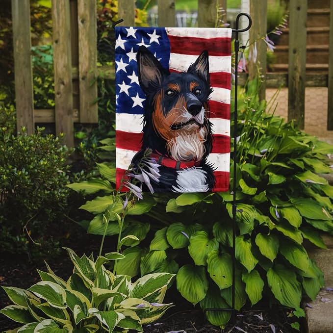 Caroline's Treasures CK6752GF Welsh Sheepdog American Flag Garden Flag Mailbox Flag Decorative Yard Flag Banner Outside Patio Artwork Yard Flower Beds, Garden Size, Multicolor