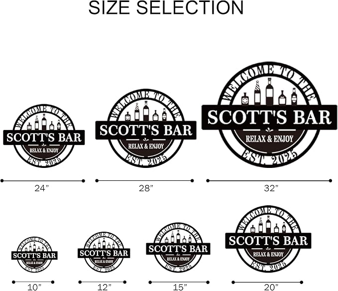 Personalized Custom Metal Bar Sign, Custom Name Pub Sign Wall Decor for Home Bar, Man Cave, Club, Party Room, Cocktail Lounge Decor