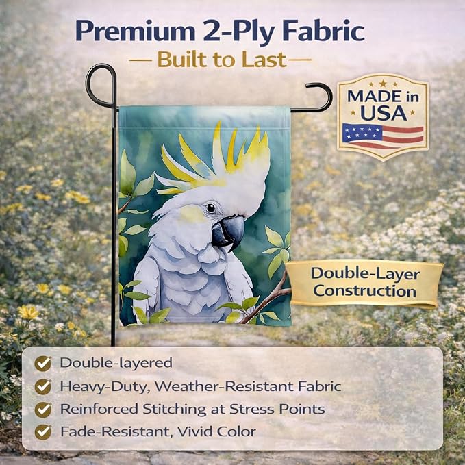 Caroline's Treasures Sulphurcrested Cockatoo Garden Flag Mailbox Flag Decorative Yard Flag Banner Outside Patio Artwork Yard Flower Beds, Garden Size, Multicolor