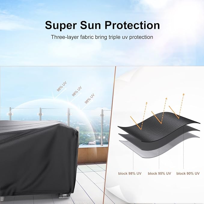 Mrrihand Heavy Duty Patio Furniture Covers, Outdoor Furniture Covers Waterproof Sectional Sofa Set, Patio Table and Chair Set Cover 74" L×47" W×28" H