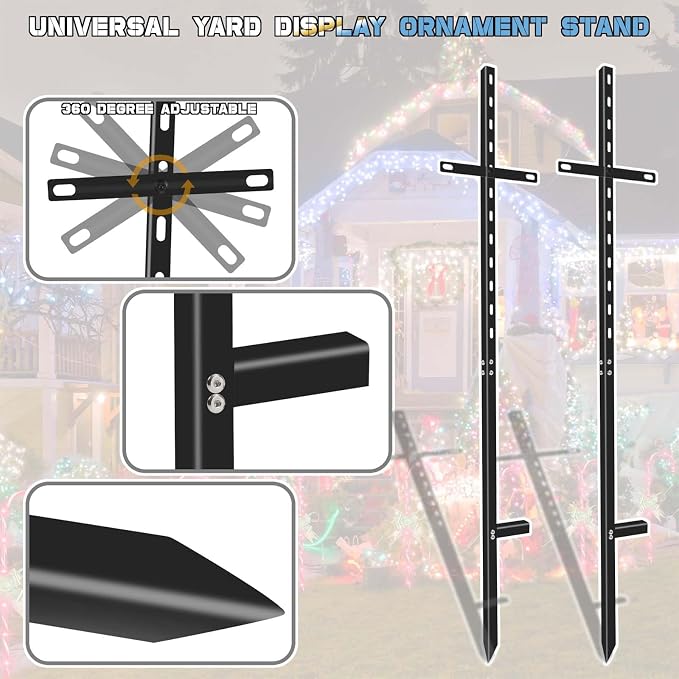 2 Pcs 46 inchens T-Bar Yard Sign Stakes Heavy Duty Metal Stake Yard Sign Holder/Black Steel Powder Coated Sign Posts for Outside/ 2mm Thickness Rust-Proof Outdoor Sign Holder for Outdoor Lawn Yard