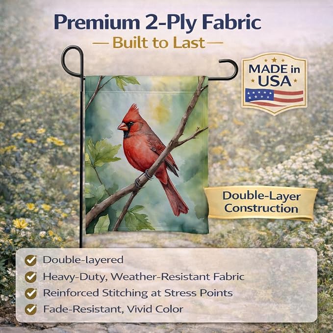 Caroline's Treasures West Virginia Northern CardInal Garden Flag Mailbox Flag Decorative Yard Flag Banner Outside Patio Artwork Yard Flower Beds, Garden Size, Multicolor