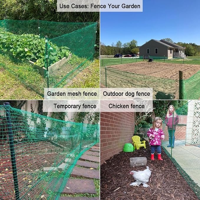 Plastic Garden Fence 4x100 FT Deer Fence Netting, Temporary Mesh Fencing Animal Barrier for Deer, Chicken, Poultry, Pet, Wildlife, Garden Bird Netting for Plant Fruit Tree Vegetable Protection