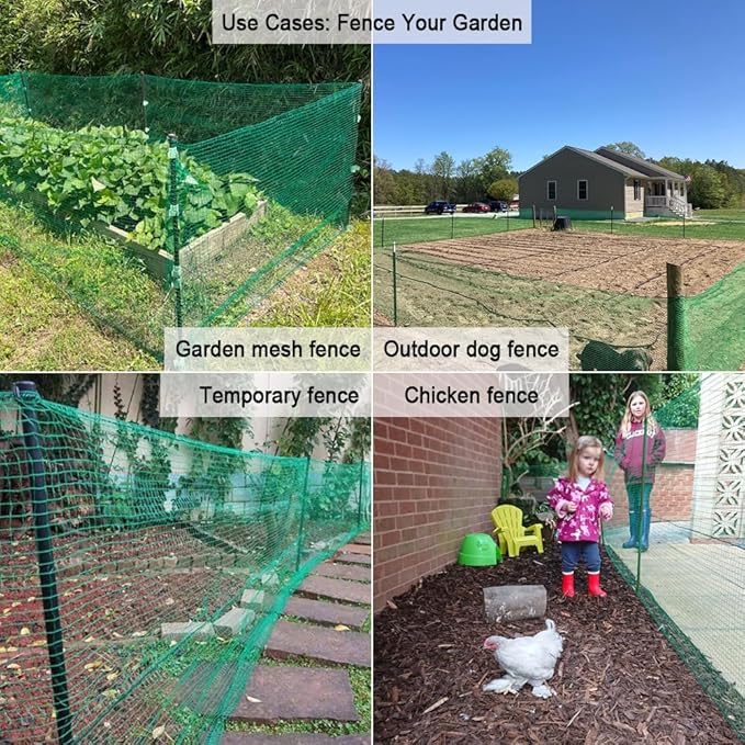 Plastic Garden Fence 5x100 FT Deer Fence Netting, Temporary Mesh Fencing Animal Barrier for Deer, Chicken, Poultry, Pet, Wildlife, Garden Bird Netting for Plant Fruit Tree Vegetable Protection