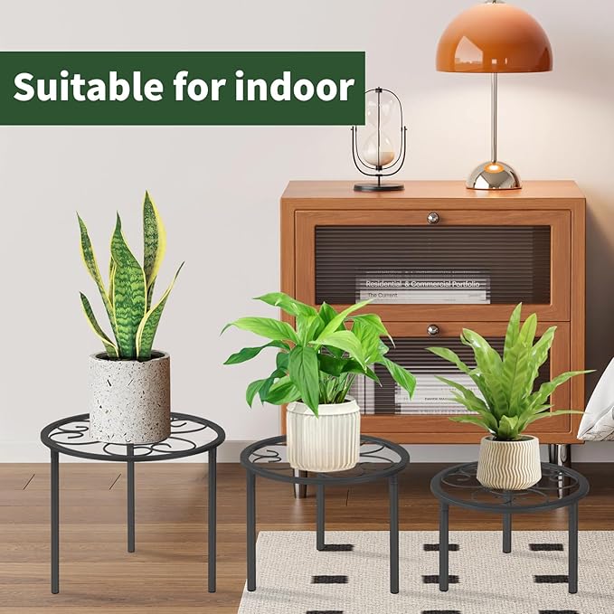 5 Pack Metal Plant Stands,Heavy Duty Potted Holder for Flower Pot, Rustproof Iron Plant Risers, Suitable for Indoor and Outdoor Decoration ,Garden Container Round Supports Rack for Planter