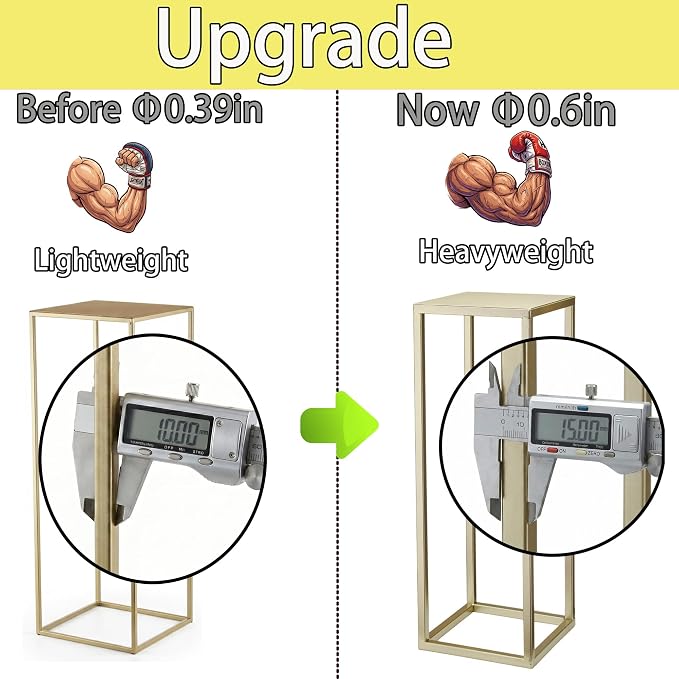 Pack of 2 Pre-Assembled Gold Plant Stand Indoor, Upgraded 0.6" Stable Steel Frame Metal Pedestal, Flower Stands Drink Table for Wedding Centerpieces, Living Room, Party, Patio Garden (Gold)