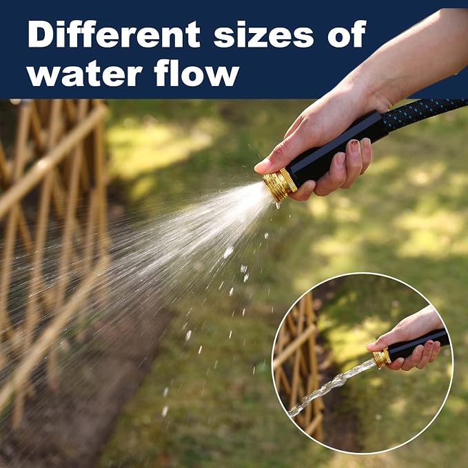 100ft Garden Hose, Flexible Water Hose with 10-Function Nozzle, Lightweight, Kink-Free, Wear-Resistant Outdoor Hose, 3/4" Rustproof Fittings for Yard, Car Wash, Pet