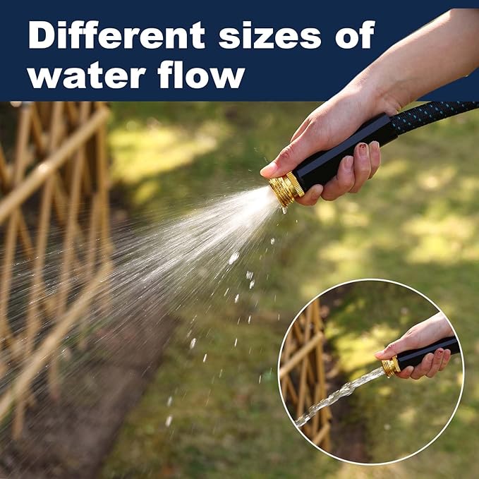 25ft Garden Hose, Flexible Water Hose with 10-Function Nozzle, Lightweight, Kink-Free, Wear-Resistant Outdoor Hose, 3/4" Rustproof Fittings for Yard, Car Wash, Pet