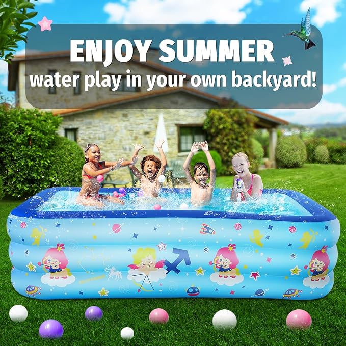 Seasons Inflatable Pool for Kids 58"x40"x20" PVC Thickened Swimming Pool | for Summer Garden & Outdoor Backyard Water Parties
