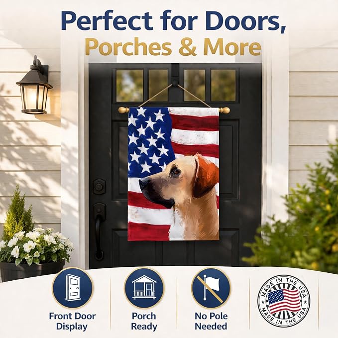 Caroline's Treasures CK6436CHF Black Mouth Cur Dog American Flag House Flag Large Porch Sleeve Pole Decorative Outside Yard Banner Artwork Wall Hanging, Polyester, House Size, Multicolor