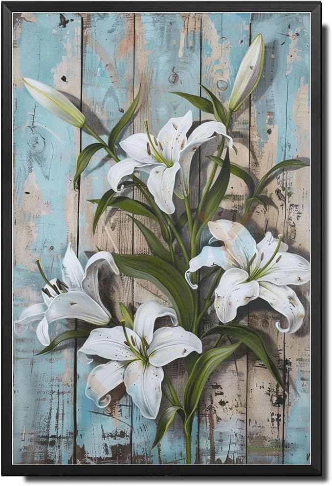 Metal Sign Tin Sign Vintage Antique Master's Lilies Tin Sign for Rustic Elegance Shabby Chic Style and Corrosion Resistant Al Bathroom Signs for Home for Pub 8×12 Inches with Metal Frame