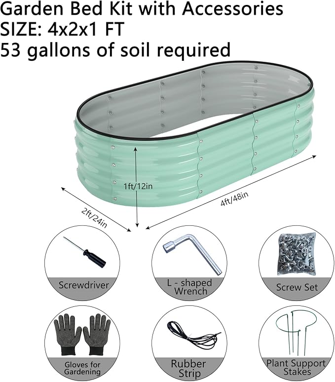 Galvanized Metal Planter Raised Garden Bed Kit for Gardening Outdoor，4x2x1ft 2 Planter Grow Garden Box Raised Flower Bed，Long Vegetable Clearance Herb Raised Garden Beds for Container Gardening