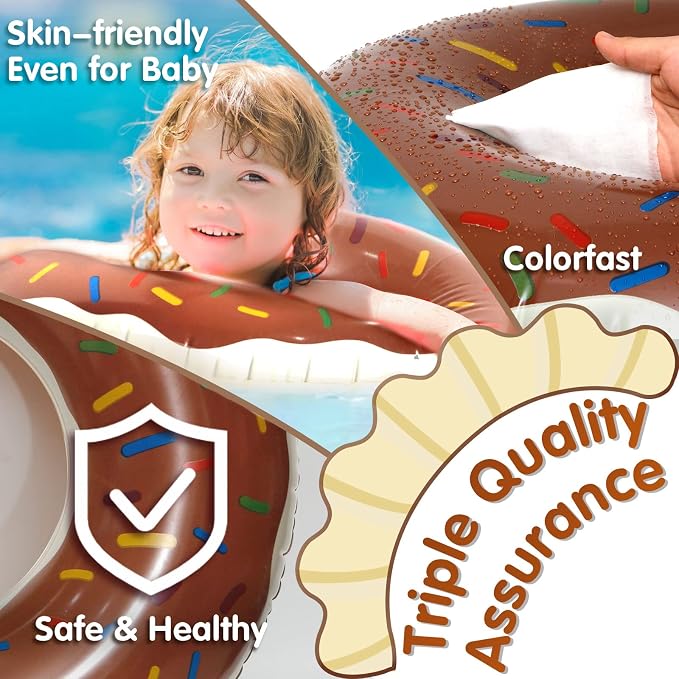 DMAR Donut Pool Float - Donut Tube & Ring for Beach & Pool