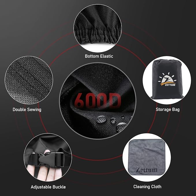 Zettum Zero Turn Mower Cover - Zero-Turn Lawn Mower Covers Waterproof & Heavy Duty, 600D Outdoor Universal Fit Mower Cover with Storage Bag for Greenworks, EGO, Craftsman, Husqvarna, Honda and More