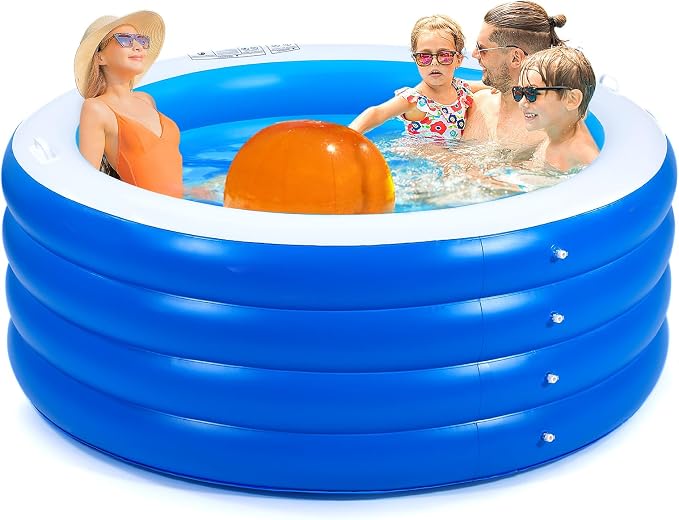 Blow Up Pool, 72" X 30" Round Inflatable Swimming Pool, Kids Pool Inflatable, Kiddie Baby Swimming Pool for Backyard