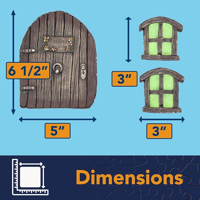 Bits and Pieces - Miniature Fairy Garden Glow in The Dark Fairies Sleeping Door and Windows Tree Statues - Tree Hugger Yard and Garden Sculptures Fairy Garden Mystical Gnome Home