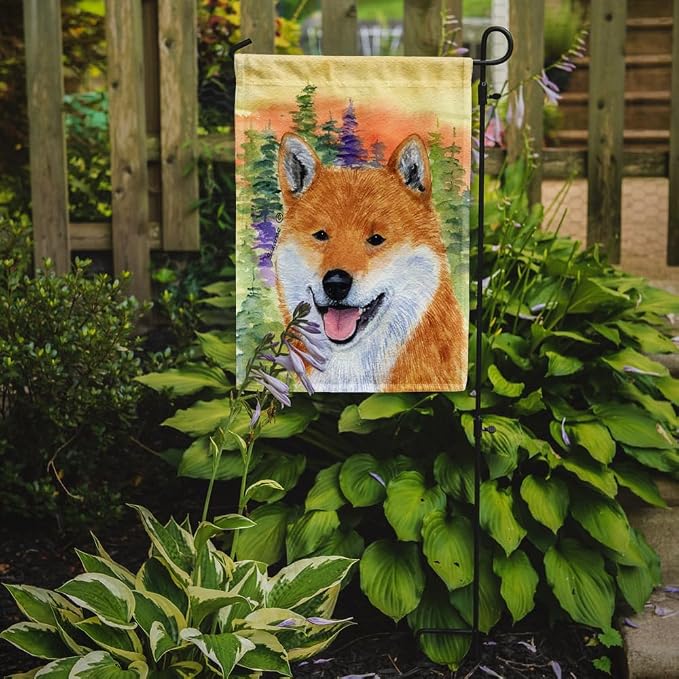Caroline's Treasures SS8234GF Shiba Inu Garden Flag Mailbox Flag Decorative Yard Flag Banner Outside Patio Artwork Yard Flower Beds, Garden Size, Multicolor