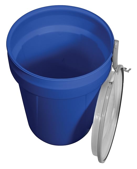 Eagle 30 Gallon Drum with Bung Lid and Metal Lever-Lock, 28.5"x21.1", Open Head Lab Pack Plastic Drum Made of Durable, Lightweight HDPE, Withstands Weather and Chemicals, Made in USA, Blue, 1601MBBG