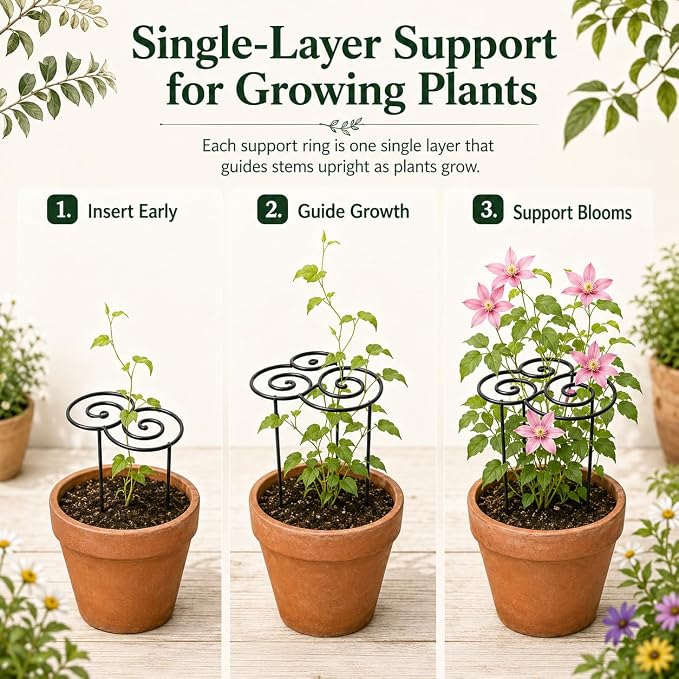 2026 Metal Plant Support Ring,Extra Large Peony Supports for Outdoor Plants,Perfect for Peonies Cages,Hydrangea Support Flower Cages,Grow-Through Plant Supports,A Garden Must-Have (2pcs*Small)