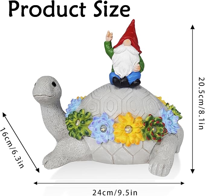 Gnome Hide a Key Outside Turtle Garden Decor Outdoor Key Hider Statues Funny Decorations for Yard Patio Lawn Solar Figurine with Light Ornaments Housewarming for Women Mom Grandma