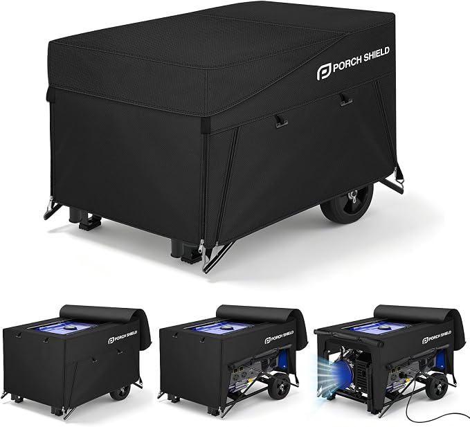 Porch Shield Generator Covers Running - Heavy Duty Waterproof Generator Rain Tent Shelter for 3500-12000 Watt, Black